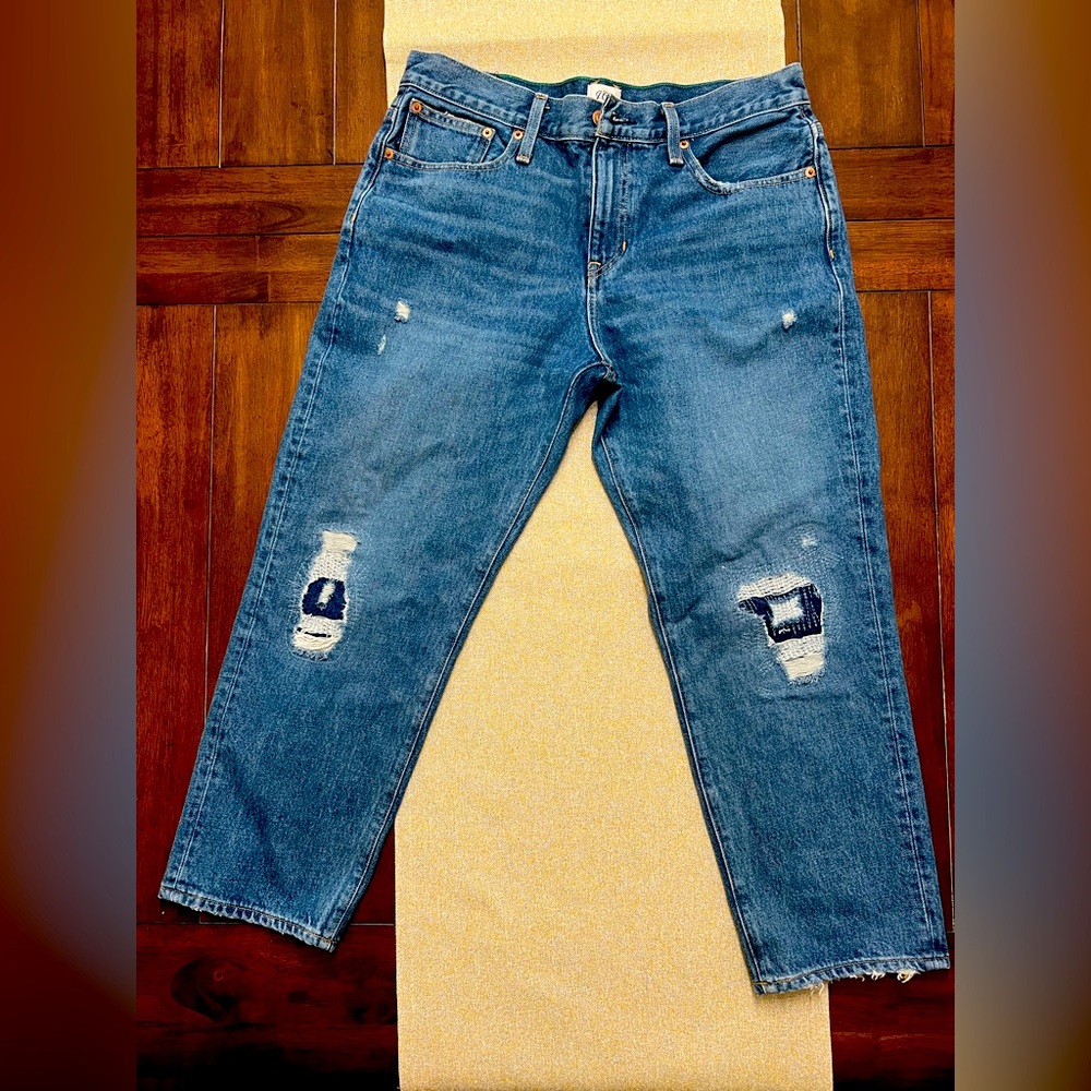 ❤️ J Crew denim Blue Distressed slouchy boyfriend Jeans